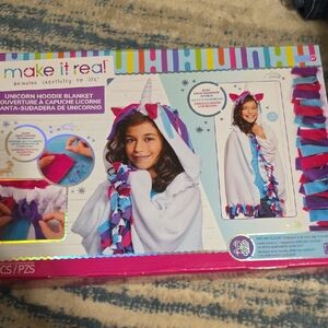 Make It Real Craft To Make Unicorn Hoodie Blanket with Fringe